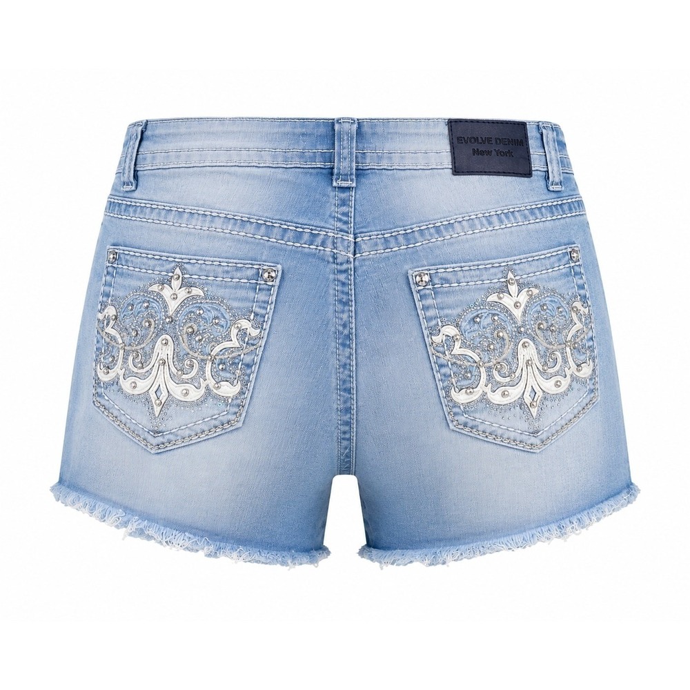 Evolve Denim New York Shorts Women 11‎ Blue Good Embroidered Rhinestone Y2K